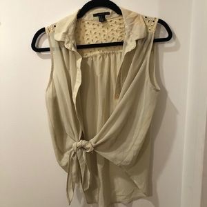 Eyelet lace blouse lemon yellow forever 21